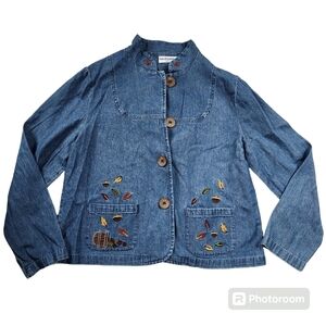 Breckenridge Embroidered Chambray Fall Jacket sz SmallP